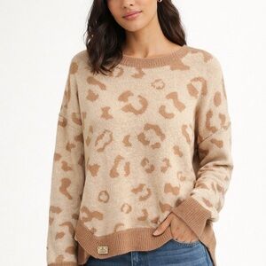 Simply Southern Animal Print Knit Sweater Neutral